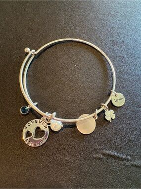 Forever Friends Silver Charm Bangle Bracelet - Silver